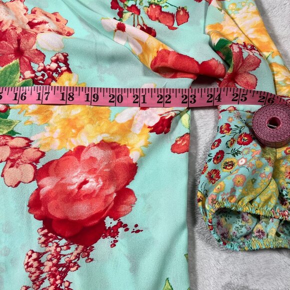Valerie Stevens Tunic Womens XL Floral Sea Foam Green Prairie Boho Fairy Cottage - Picture 5 of 7